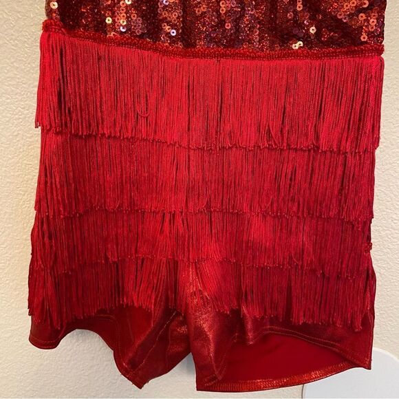 Weissman Dance dress red sequin fringe costume Queen Of The World 9034 MA - Picture 5 of 11